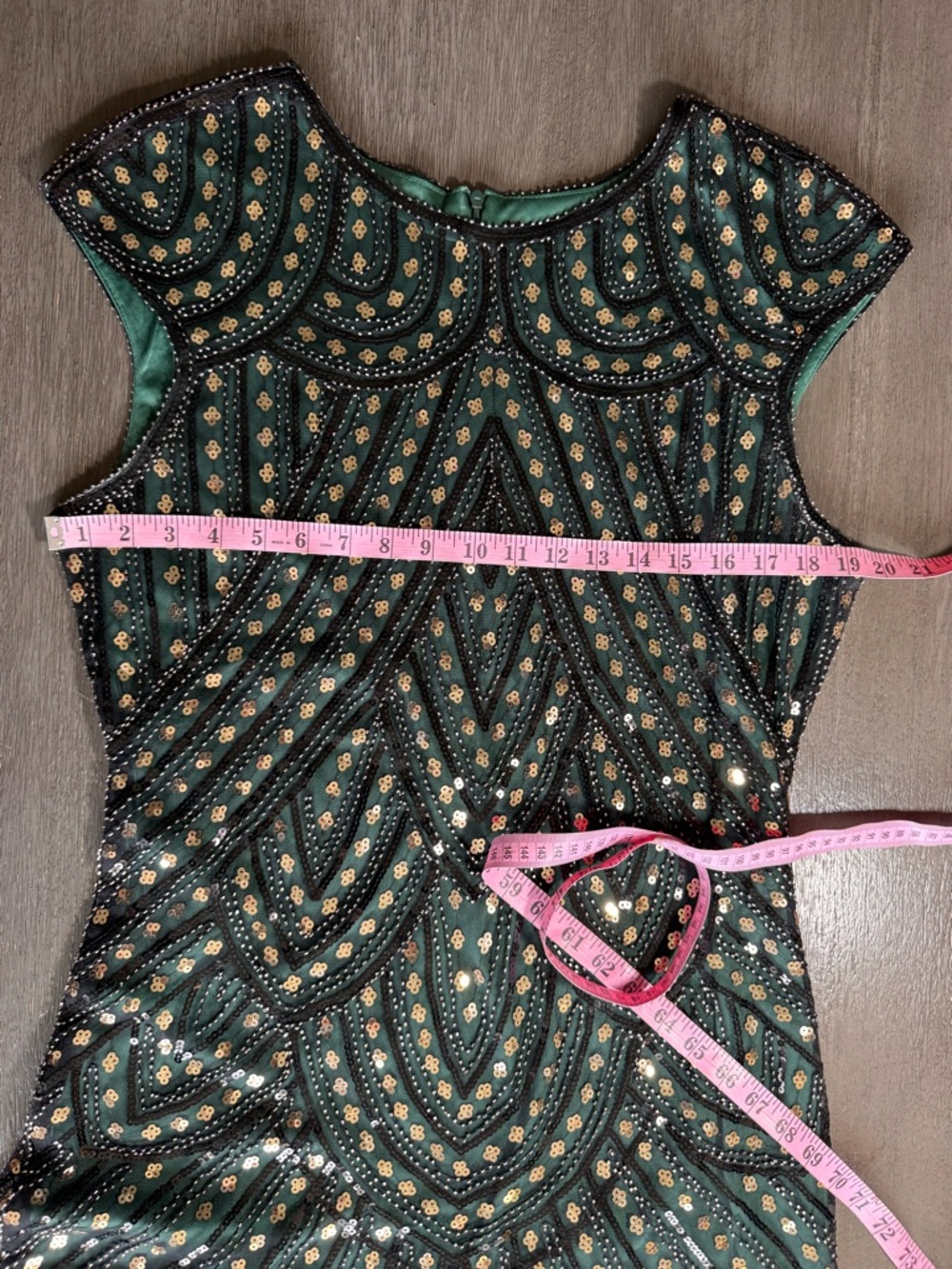 Fully Beaded 1920s Gatsby Vintage Style Flapper Dress MIDI Fitted XXL - Picture 11 of 12